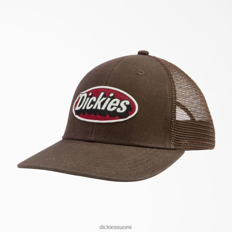 Dickies sukupuolineutraali patch logo trucker cap tummanruskea (db) Lisätarvikkeet Z844X2905