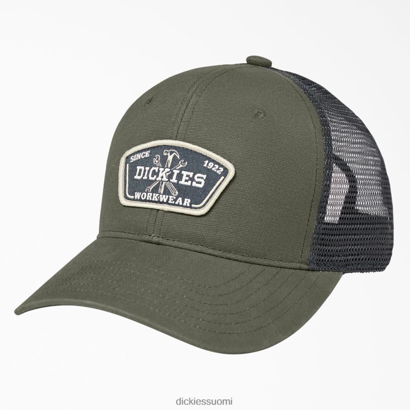 Dickies sukupuolineutraali työvaatteet patch canvas trucker cap sammaleenvihreä (ms) Lisätarvikkeet Z844X2806