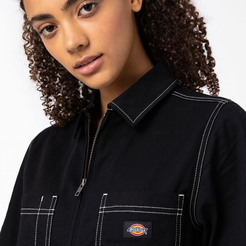 Dickies naiset florala haalarit musta (bkx) työvaatteet Z844X1933
