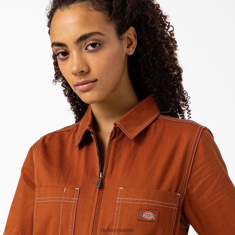 Dickies naiset florala haalarit ruskea piparkakku (eli) työvaatteet Z844X1934