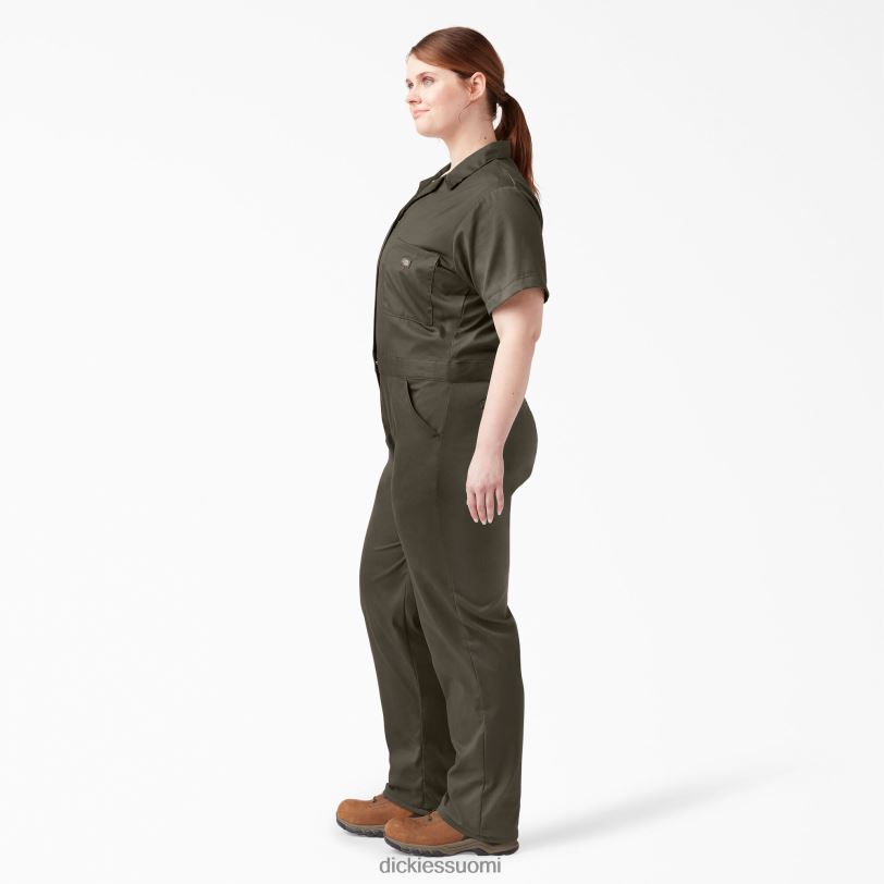 Dickies naiset plus joustavat jäähdyttävät lyhythihaiset haalarit sammaleenvihreä (ms) työvaatteet Z844X1553