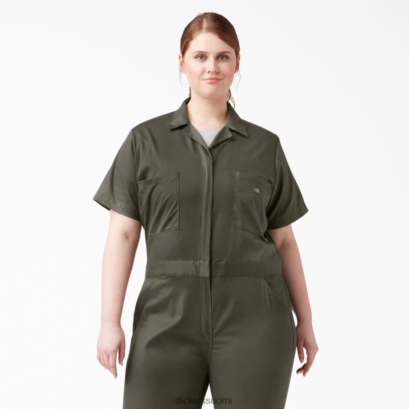 Dickies naiset plus joustavat jäähdyttävät lyhythihaiset haalarit sammaleenvihreä (ms) työvaatteet Z844X1553
