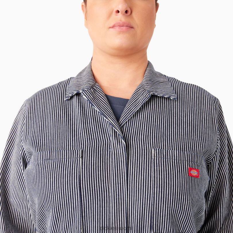 Dickies naiset plus pitkähihaiset hickory-raitahaalarit säännöllinen työvaatteet Z844X1951