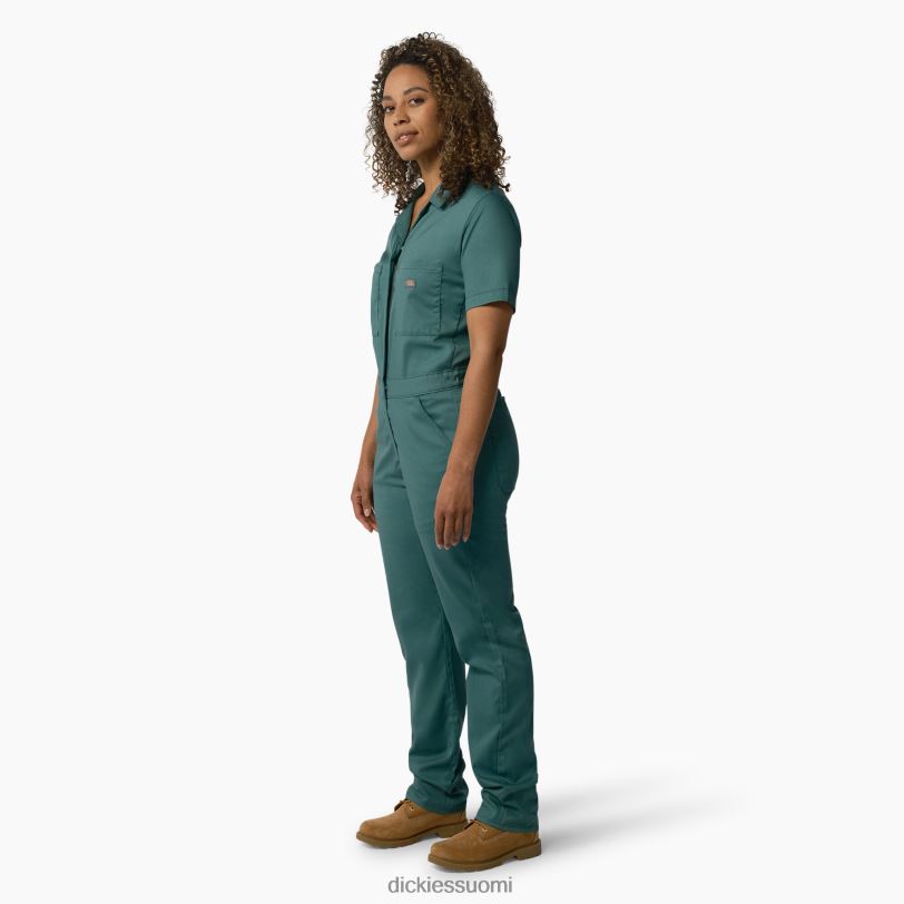 Dickies naiset viilentävät lyhythihaiset haalarit lincoln green (ln) työvaatteet Z844X1546