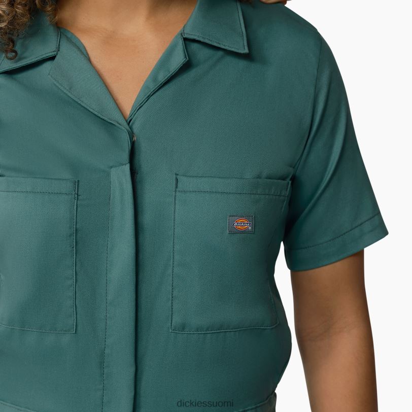 Dickies naiset viilentävät lyhythihaiset haalarit lincoln green (ln) työvaatteet Z844X1546