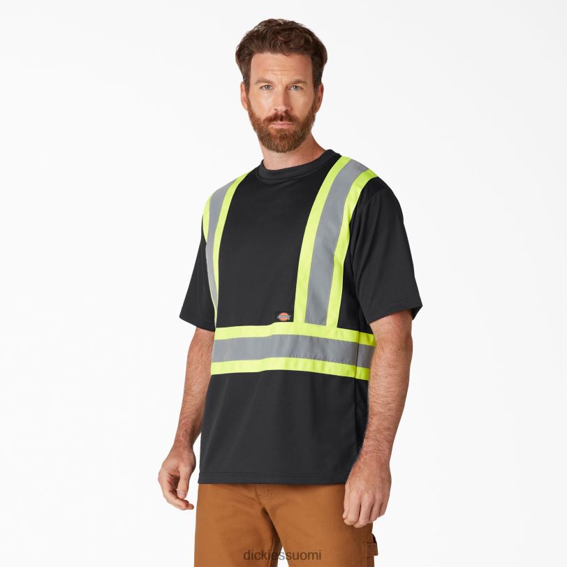 Dickies sukupuolineutraali hi vis safety lyhythihainen t-paita musta (bk) työvaatteet Z844X1447
