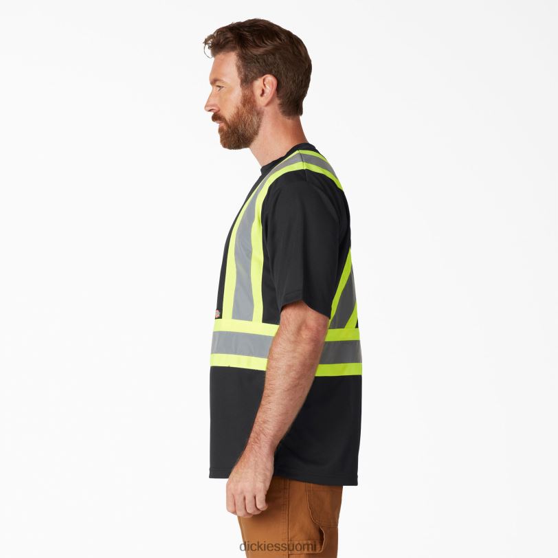 Dickies sukupuolineutraali hi vis safety lyhythihainen t-paita musta (bk) työvaatteet Z844X1447