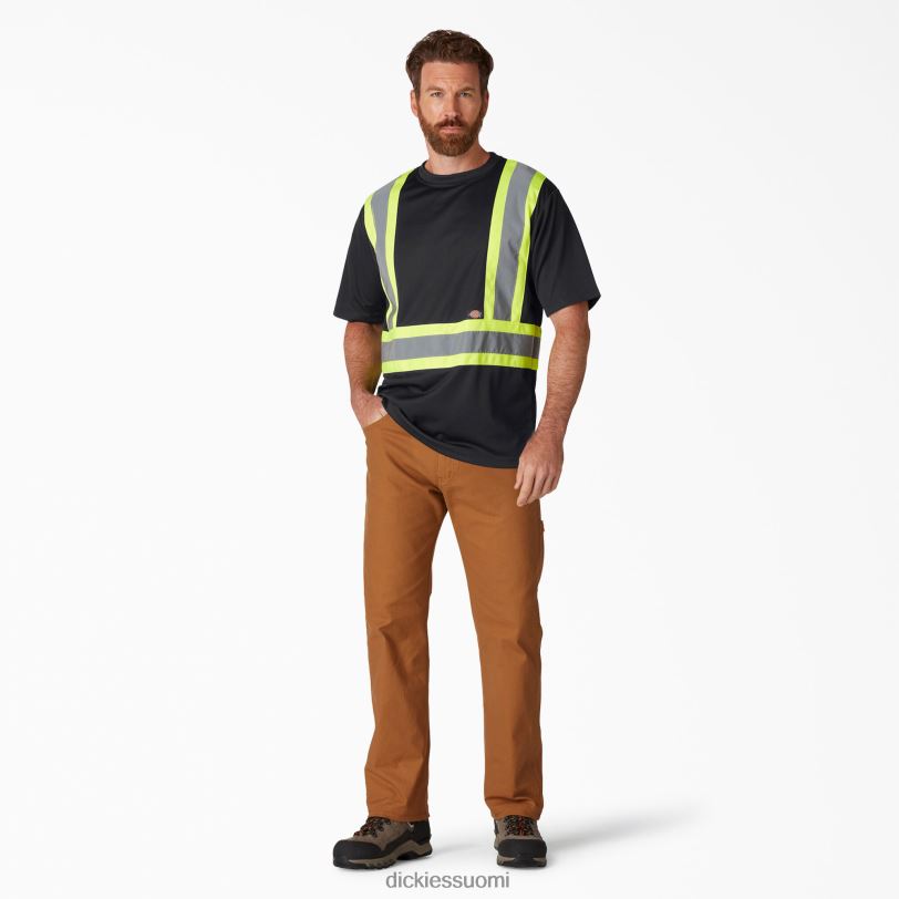 Dickies sukupuolineutraali hi vis safety lyhythihainen t-paita musta (bk) työvaatteet Z844X1447