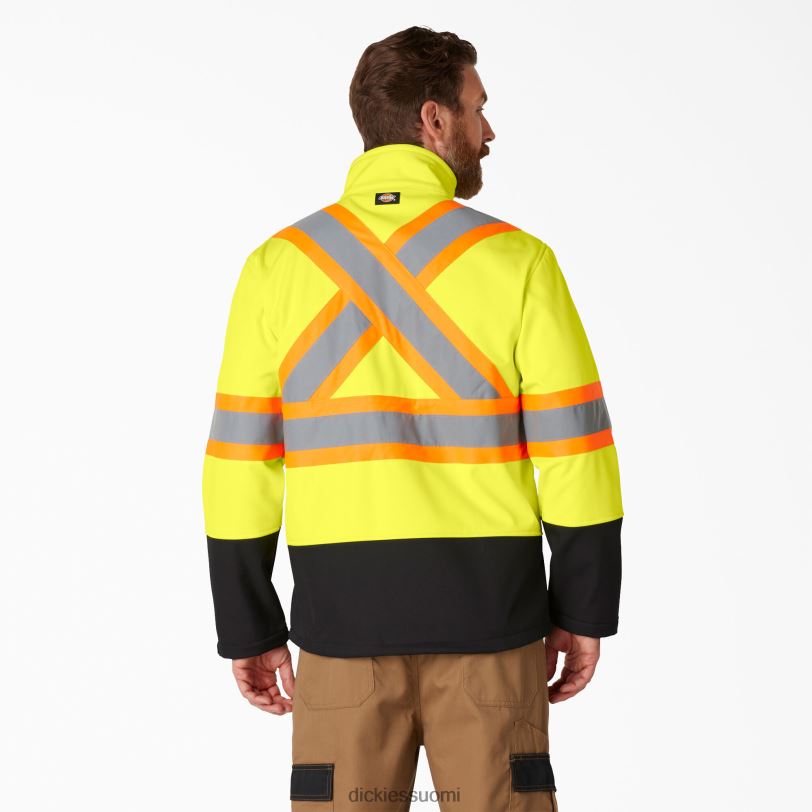 Dickies sukupuolineutraali hi vis turva softshell takki ansi keltainen (ay) työvaatteet Z844X1456