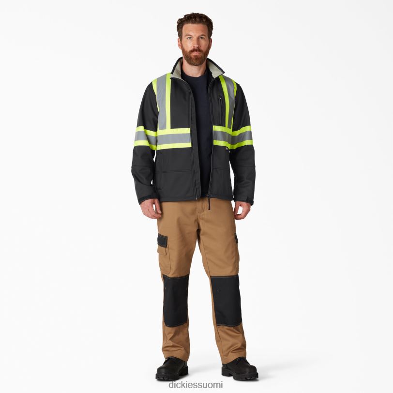 Dickies sukupuolineutraali hi vis turva softshell takki musta (bk) työvaatteet Z844X1457