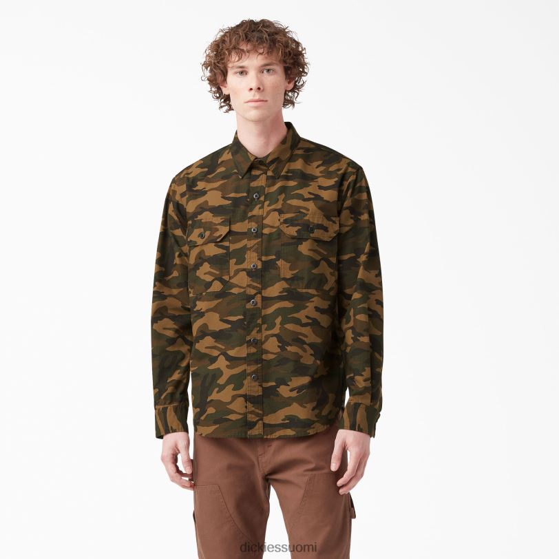 Dickies miehet 1922 pitkähihainen työpaita huuhdeltu ruskea/musta camo (rbbc) työvaatteet Z844X915