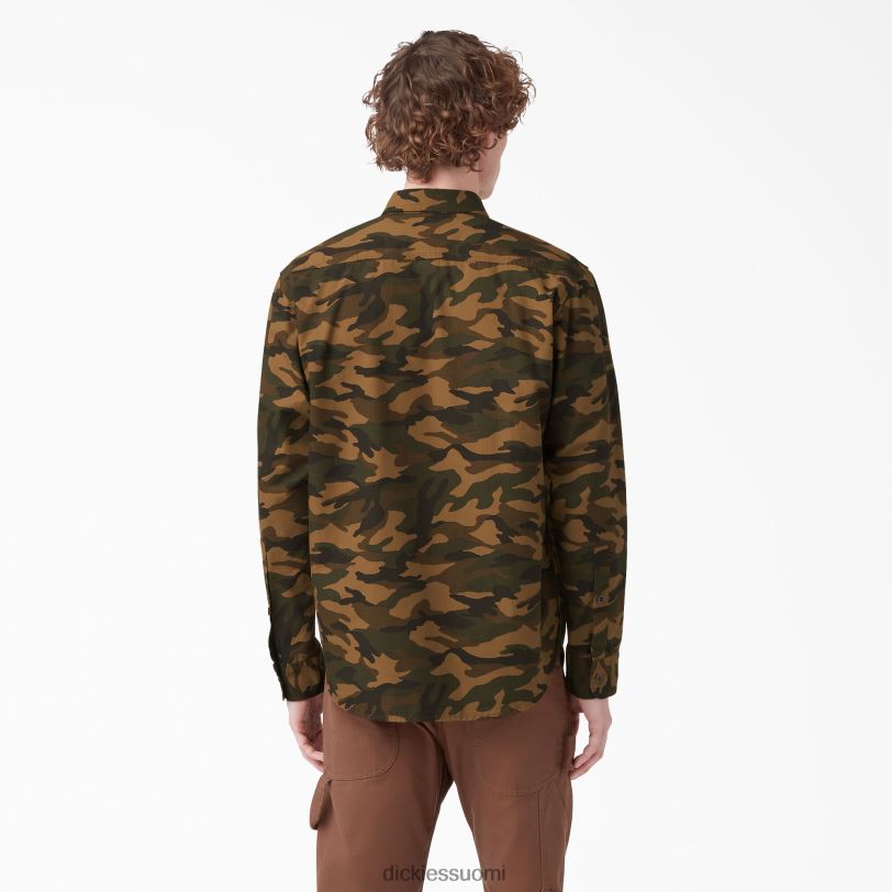 Dickies miehet 1922 pitkähihainen työpaita huuhdeltu ruskea/musta camo (rbbc) työvaatteet Z844X915