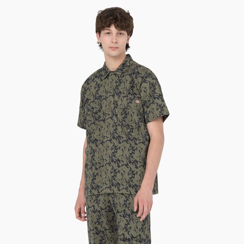 Dickies miehet Drewsey camo lyhythihainen työpaita armeijan vihreä glitch camo (mpe) työvaatteet Z844X922