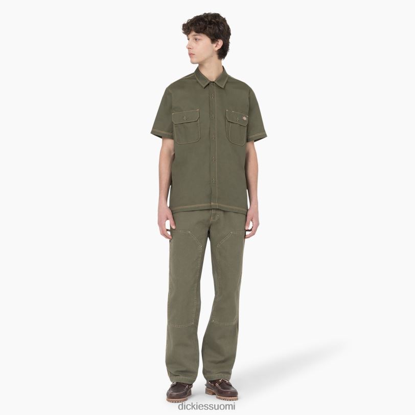 Dickies miehet madrasin lyhythihainen työpaita sotilaallinen vihreä/nugget ommel (mgn) työvaatteet Z844X761