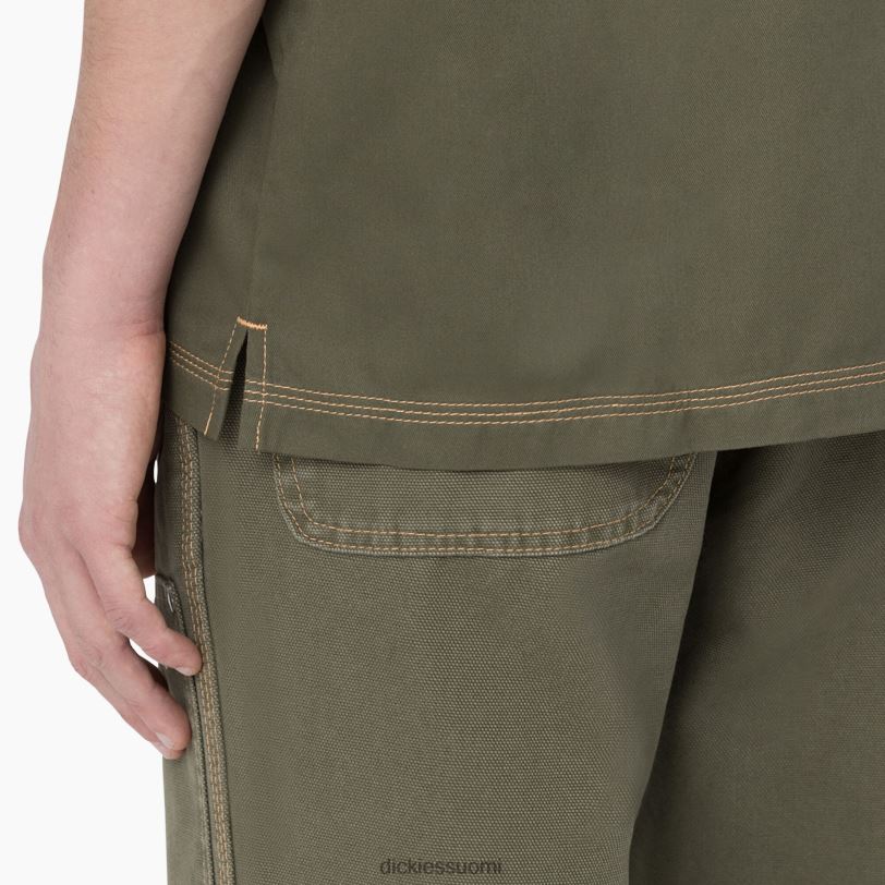 Dickies miehet madrasin lyhythihainen työpaita sotilaallinen vihreä/nugget ommel (mgn) työvaatteet Z844X761