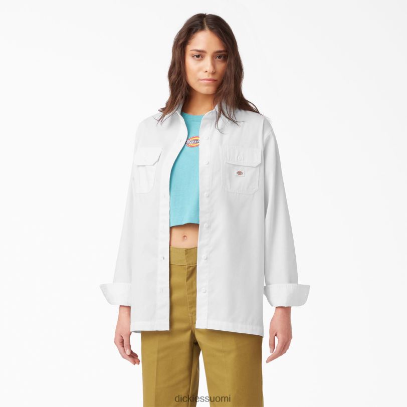 Dickies naiset rennon mallin pitkähihainen työpaita valkoinen (wh) työvaatteet Z844X2009