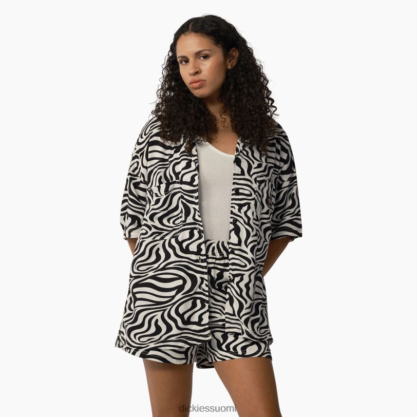 Dickies naiset seeprakuvioinen työpaita musta/valkoinen (bkwh) työvaatteet Z844X2105