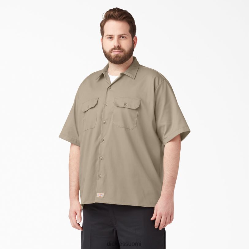 Dickies miehet rennon mallin lyhythihainen työpaita aavikon hiekka (ds) työvaatteet Z844X599