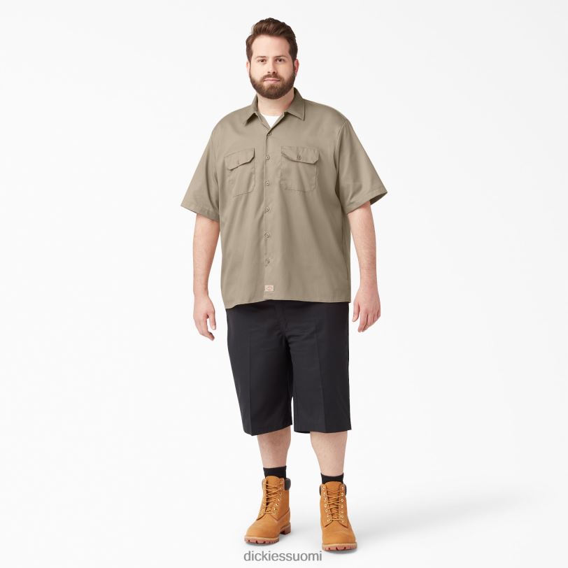 Dickies miehet rennon mallin lyhythihainen työpaita aavikon hiekka (ds) työvaatteet Z844X599