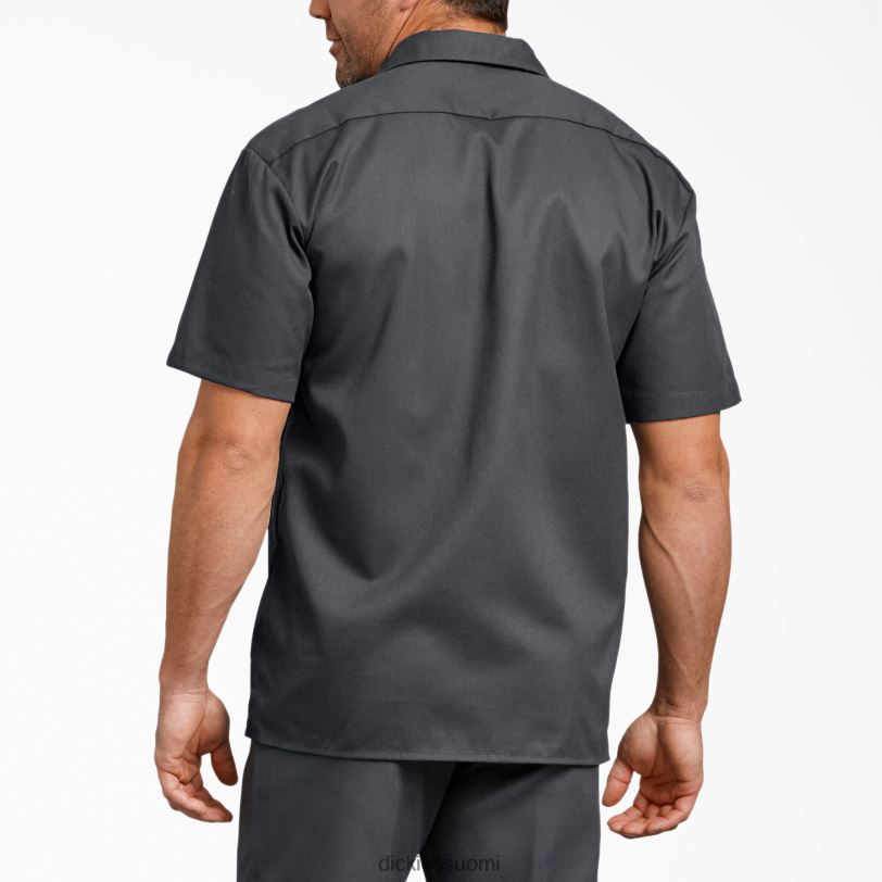 Dickies miehet rennon mallin lyhythihainen työpaita hiilenharmaa (ch) työvaatteet Z844X597