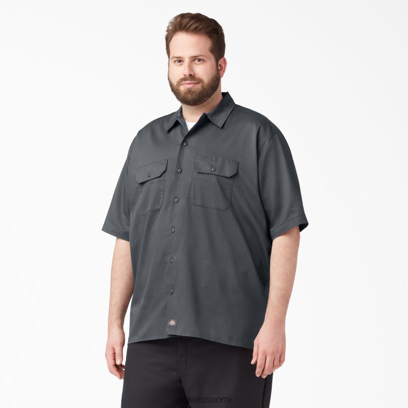 Dickies miehet rennon mallin lyhythihainen työpaita hiilenharmaa (ch) työvaatteet Z844X597