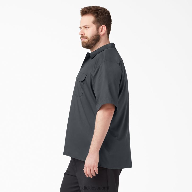 Dickies miehet rennon mallin lyhythihainen työpaita hiilenharmaa (ch) työvaatteet Z844X597