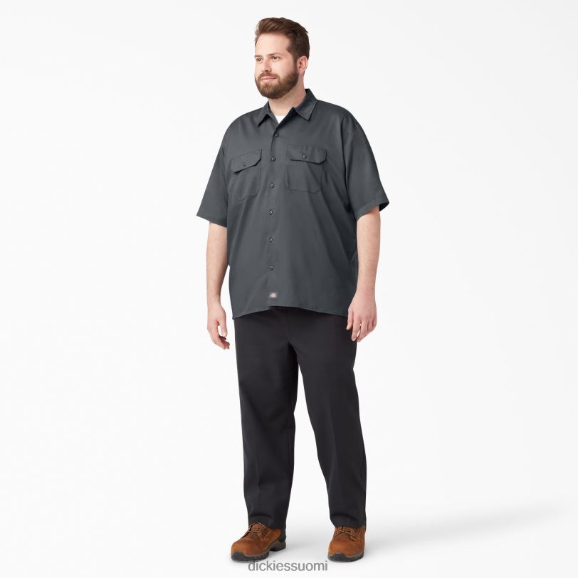 Dickies miehet rennon mallin lyhythihainen työpaita hiilenharmaa (ch) työvaatteet Z844X597