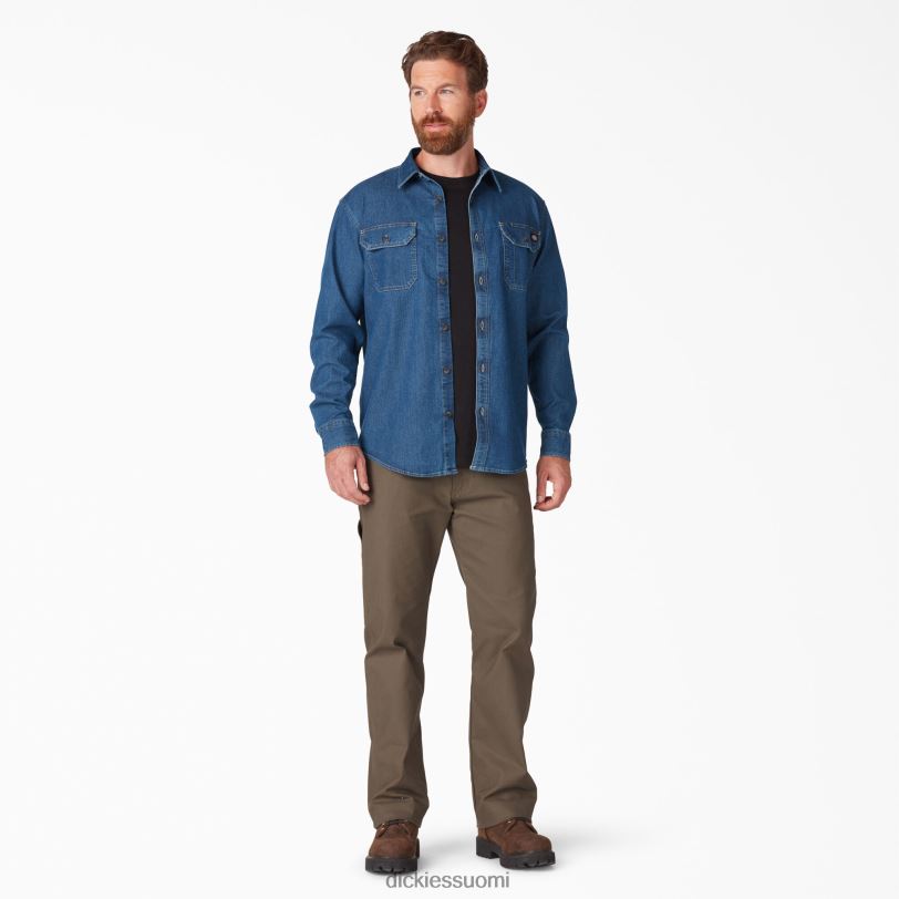 Dickies miehet flex denim pitkähihainen paita keskikokoinen denimpesu (mw2) työvaatteet Z844X728