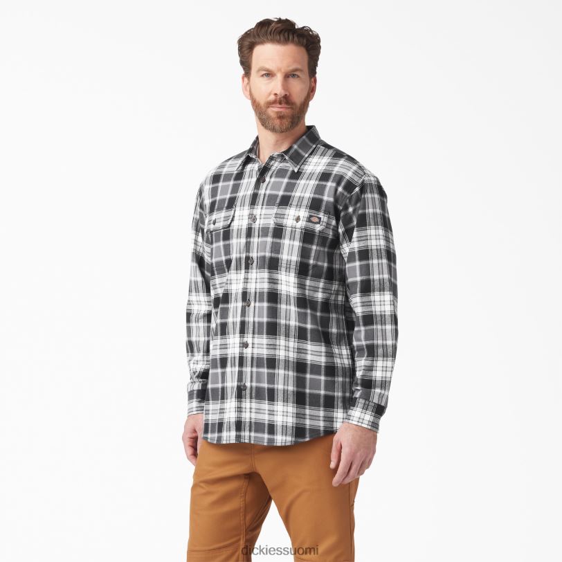 Dickies miehet flex pitkähihainen flanellipaita hiili/musta ruudullinen (a2f) työvaatteet Z844X721