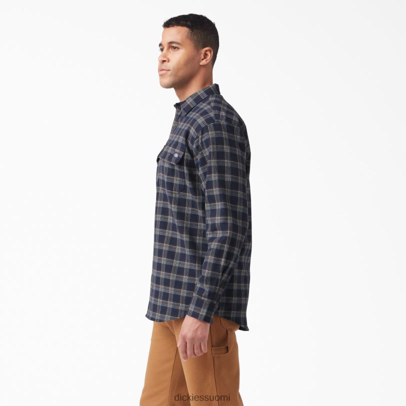 Dickies miehet flex pitkähihainen flanellipaita muste laivastonsininen/suklaaruskea ruudullinen (b1r) työvaatteet Z844X723