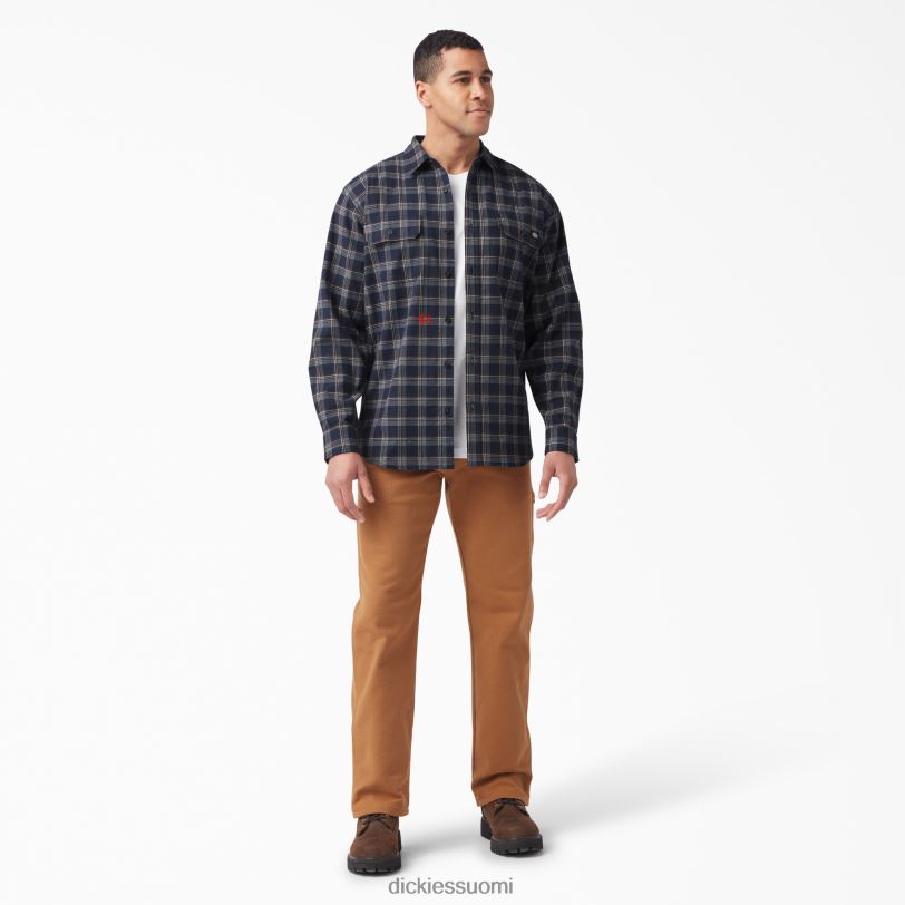 Dickies miehet flex pitkähihainen flanellipaita muste laivastonsininen/suklaaruskea ruudullinen (b1r) työvaatteet Z844X723