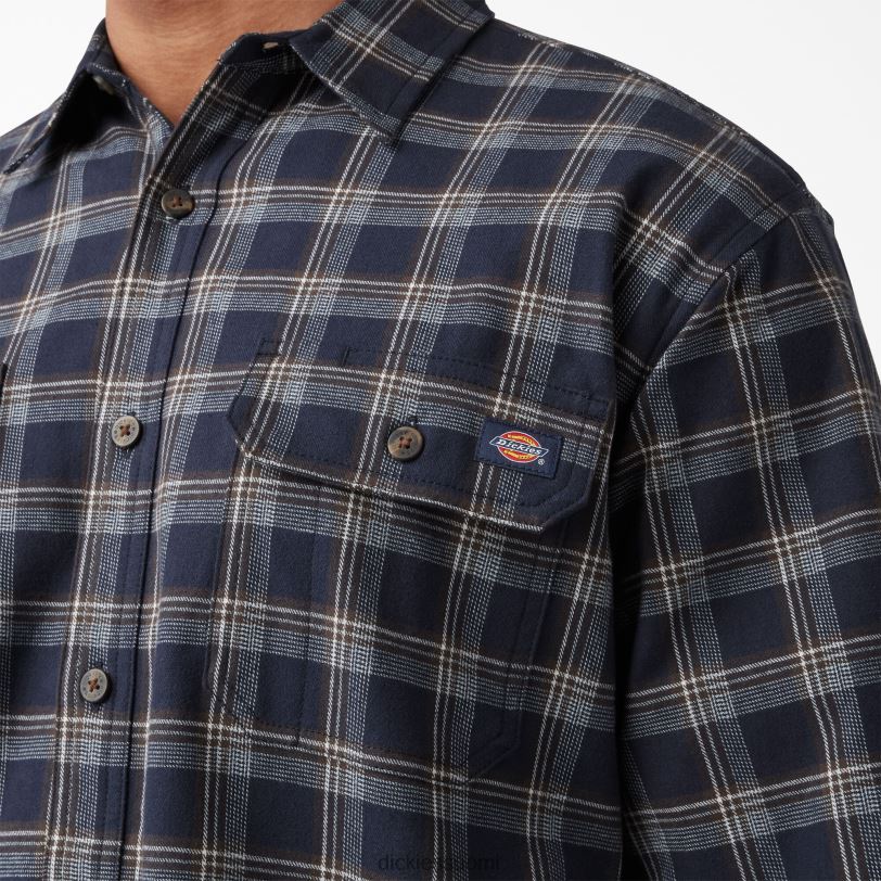 Dickies miehet flex pitkähihainen flanellipaita muste laivastonsininen/suklaaruskea ruudullinen (b1r) työvaatteet Z844X723