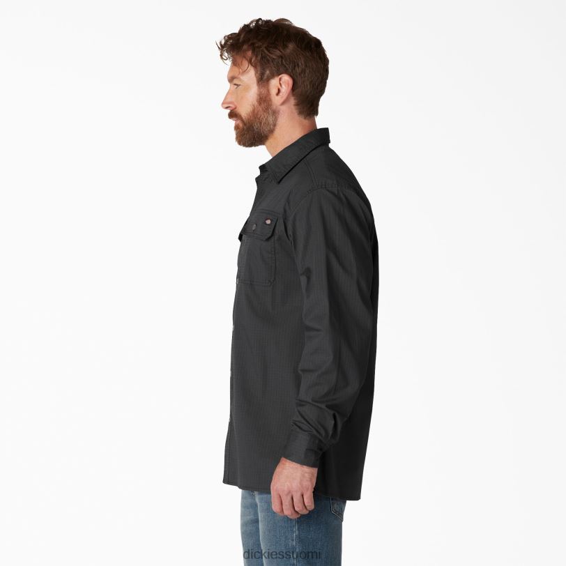 Dickies miehet flex ripstop pitkähihainen paita huuhdeltu musta (rbk) työvaatteet Z844X682