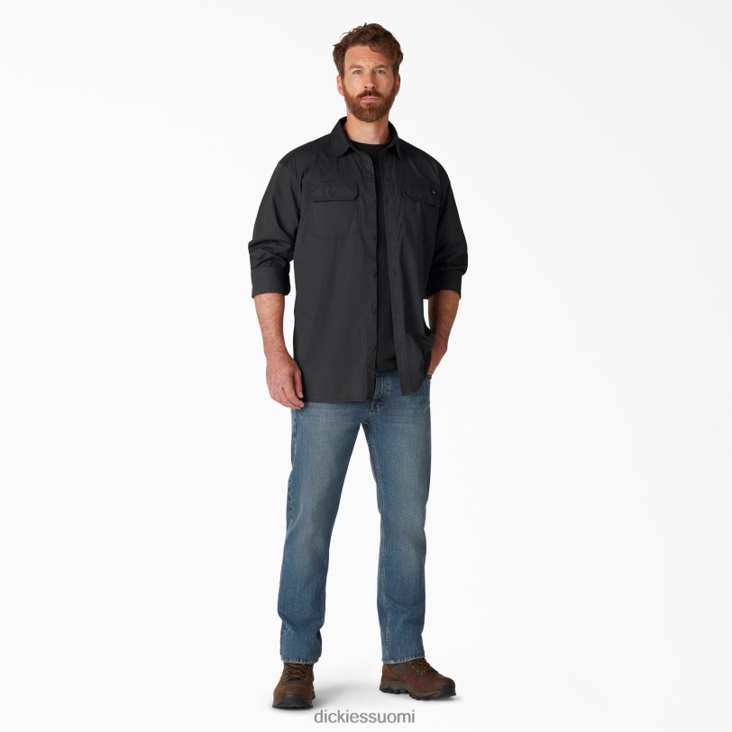 Dickies miehet flex ripstop pitkähihainen paita huuhdeltu musta (rbk) työvaatteet Z844X682