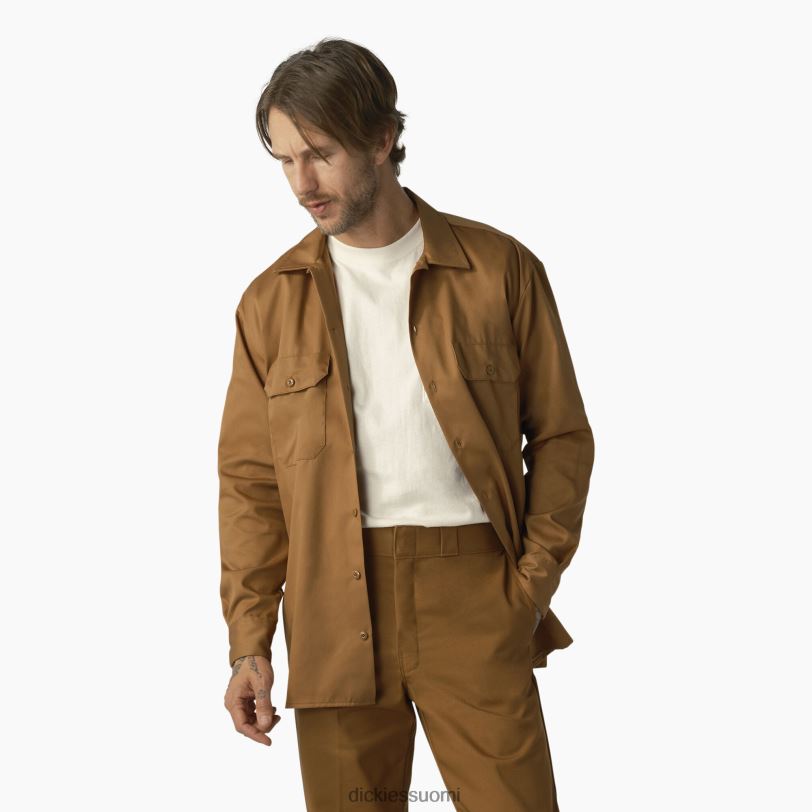 Dickies miehet pitkähihainen työpaita ruskea ankka (wsd) työvaatteet Z844X569
