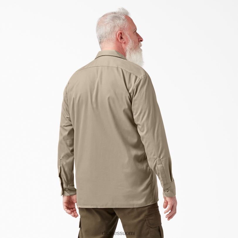Dickies miehet rennon mallin pitkähihainen työpaita aavikon hiekka (ds) työvaatteet Z844X643
