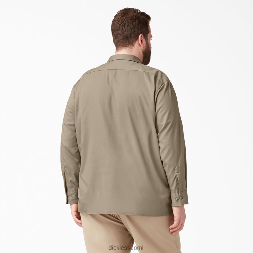 Dickies miehet rennon mallin pitkähihainen työpaita aavikon hiekka (ds) työvaatteet Z844X643