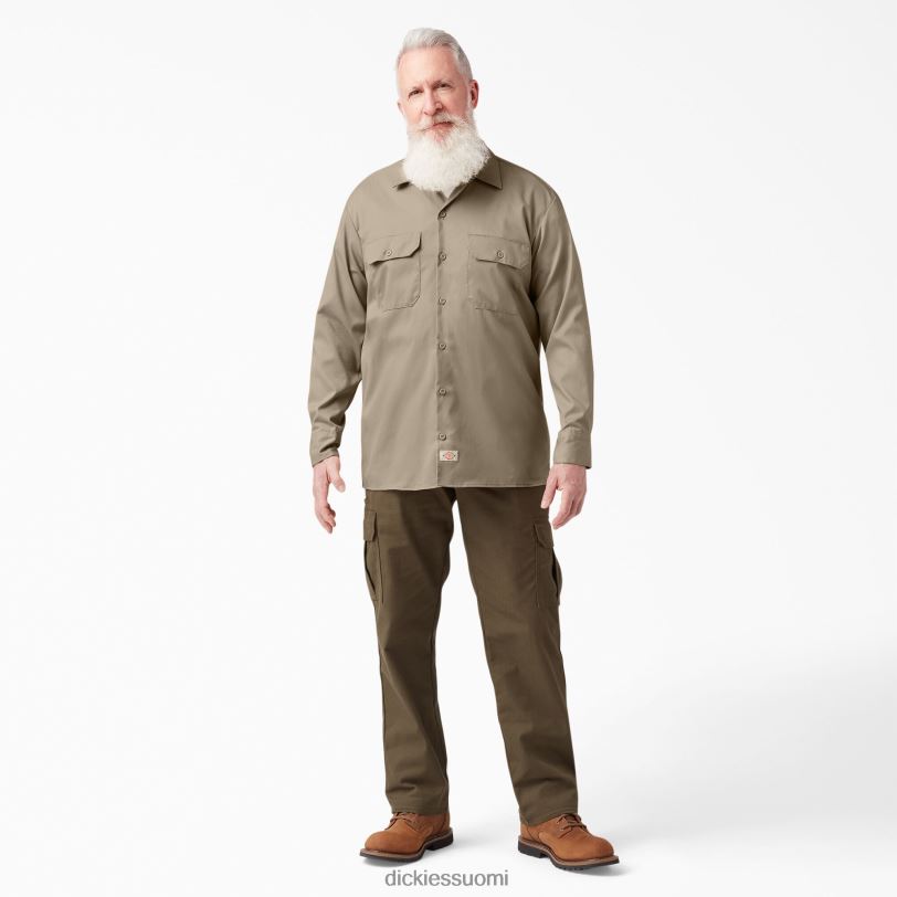 Dickies miehet rennon mallin pitkähihainen työpaita aavikon hiekka (ds) työvaatteet Z844X643