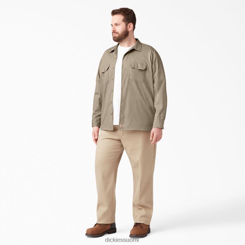 Dickies miehet rennon mallin pitkähihainen työpaita aavikon hiekka (ds) työvaatteet Z844X643