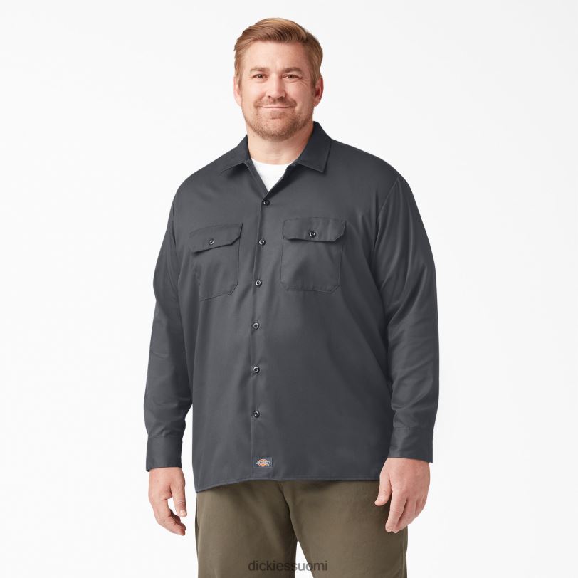 Dickies miehet rennon mallin pitkähihainen työpaita hiilenharmaa (ch) työvaatteet Z844X641