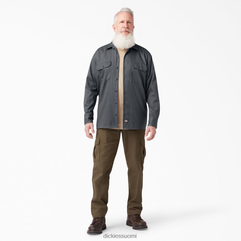 Dickies miehet rennon mallin pitkähihainen työpaita hiilenharmaa (ch) työvaatteet Z844X641