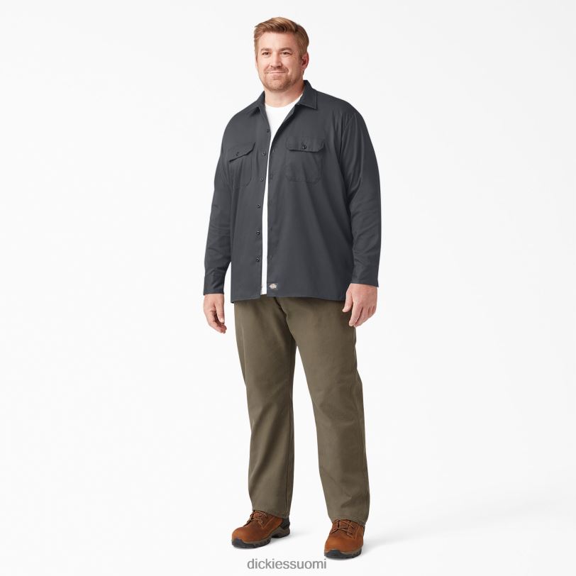 Dickies miehet rennon mallin pitkähihainen työpaita hiilenharmaa (ch) työvaatteet Z844X641