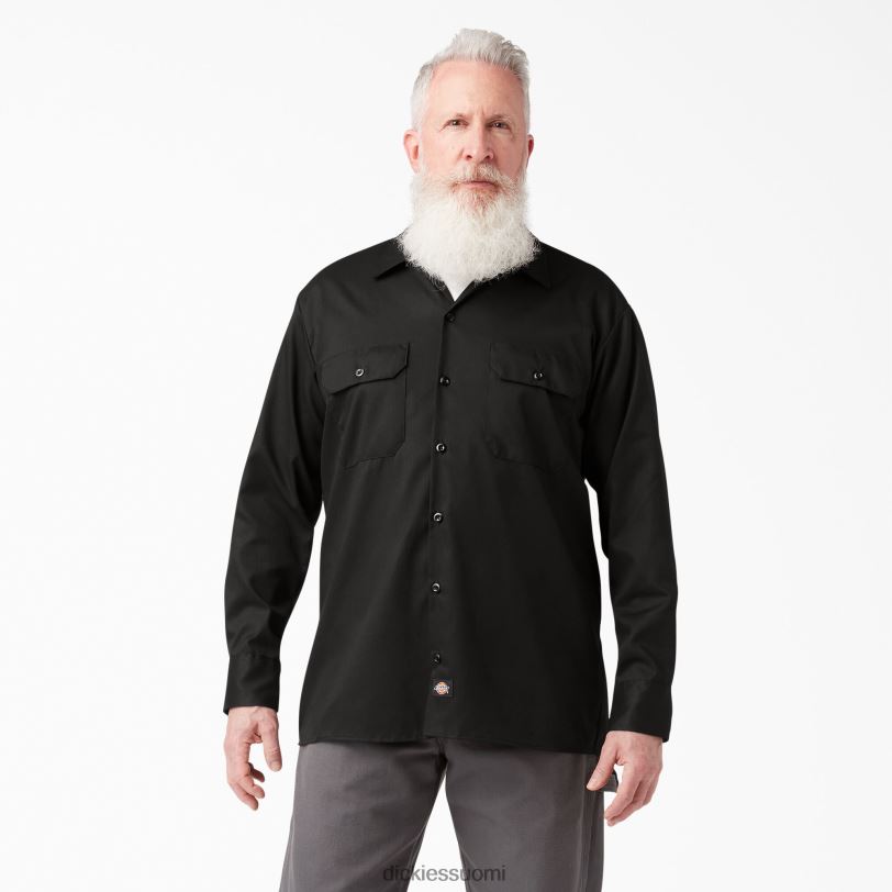 Dickies miehet rennon mallin pitkähihainen työpaita musta (bk) työvaatteet Z844X640