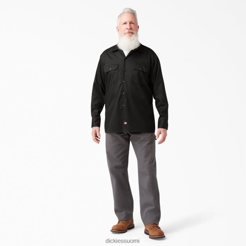 Dickies miehet rennon mallin pitkähihainen työpaita musta (bk) työvaatteet Z844X640