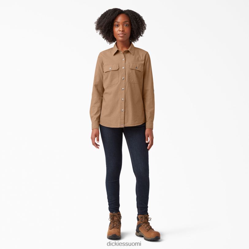 Dickies naiset pitkähihainen roll-tab työpaita muskottipähkinän lankaväri (nsd) työvaatteet Z844X2103