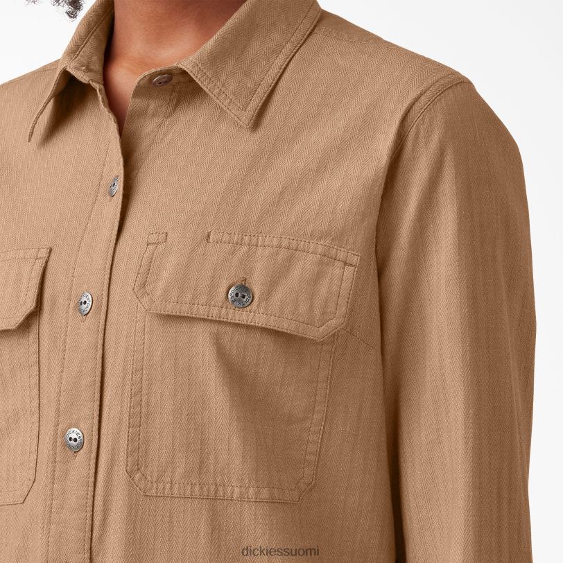 Dickies naiset pitkähihainen roll-tab työpaita muskottipähkinän lankaväri (nsd) työvaatteet Z844X2103