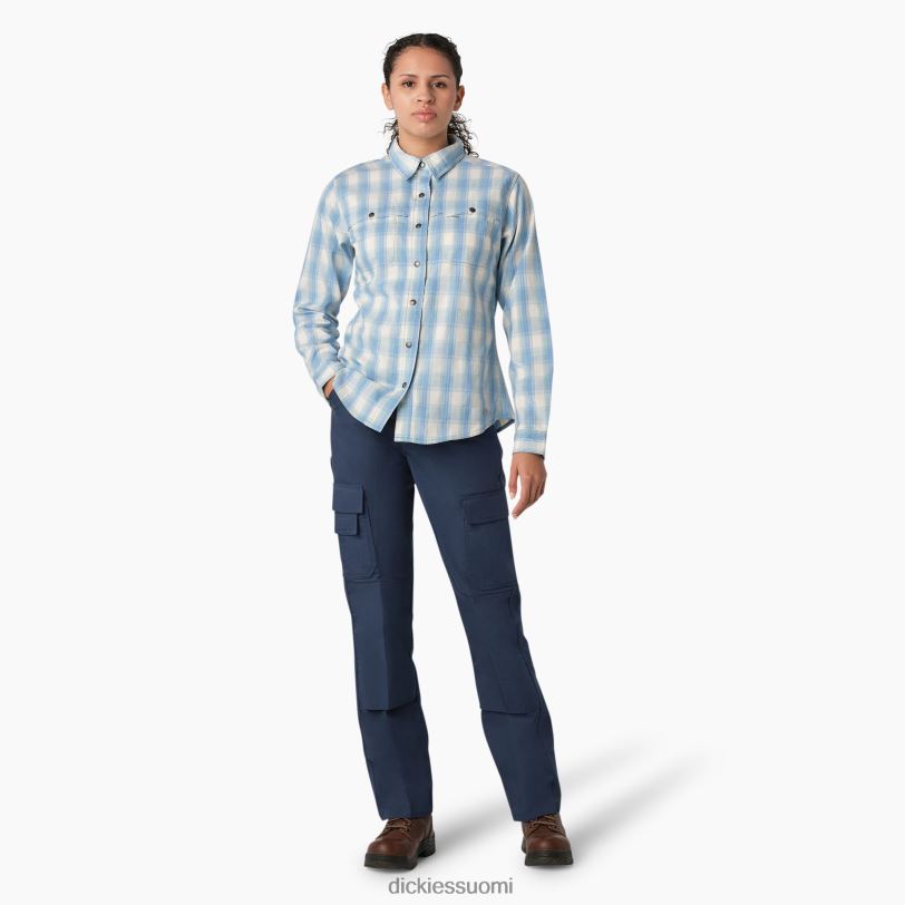 Dickies naiset viilentävä roll-tab työpaita kirkkaan sininen rinteellä ruudullinen (b1f) työvaatteet Z844X1673