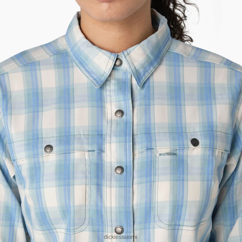 Dickies naiset viilentävä roll-tab työpaita kirkkaan sininen rinteellä ruudullinen (b1f) työvaatteet Z844X1673