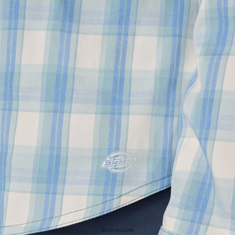 Dickies naiset viilentävä roll-tab työpaita kirkkaan sininen rinteellä ruudullinen (b1f) työvaatteet Z844X1673
