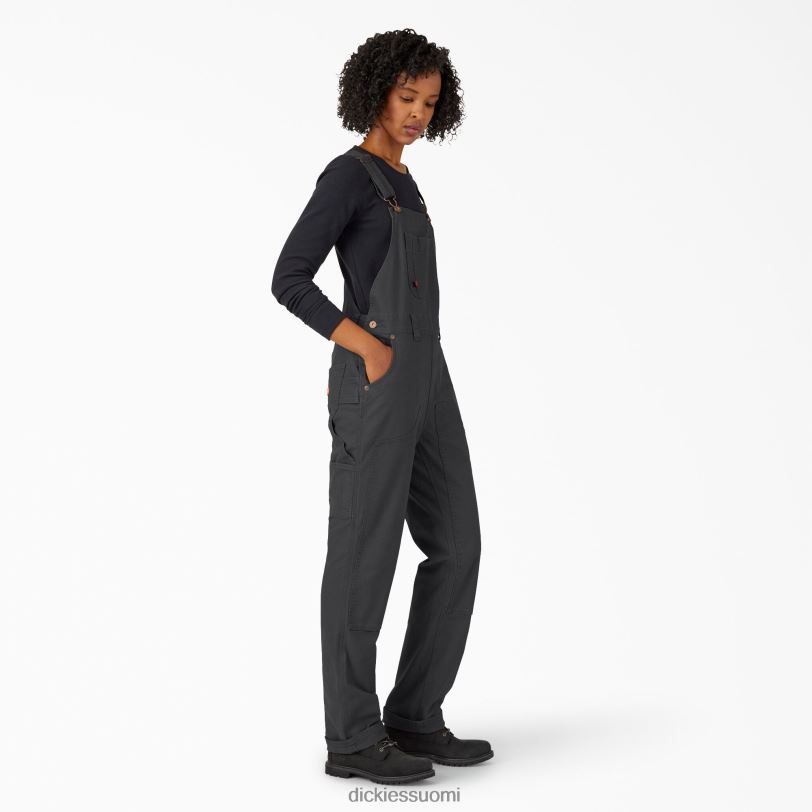 Dickies naiset ankka kaksinkertainen etulappuhaalari huuhdeltu musta (rbk) vaatteet Z844X1569